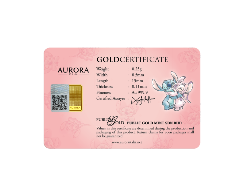 DISNEY x AURORA ITALIA (0.25g) 999.9 Angel Limited Edition Gold Bar DISNEY x AURORA ITALIA (0.25g) 999.9 Angel Limited Edition Gold Bar