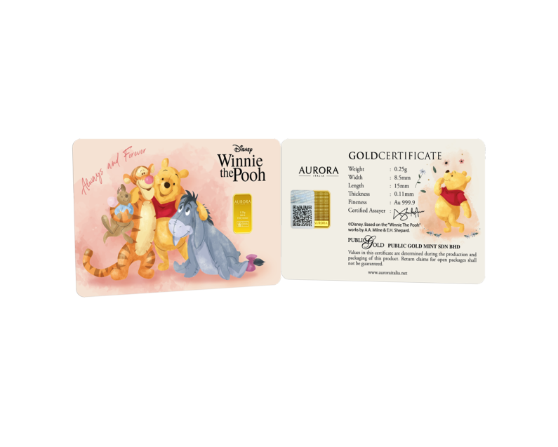 DISNEY X AURORA ITALIA (0.25g) 999.9 Winnie The Pooh Limited Edition Gold Bar DISNEY X AURORA ITALIA (0.25g) 999.9 Winnie The Pooh Limited Edition Gold Bar