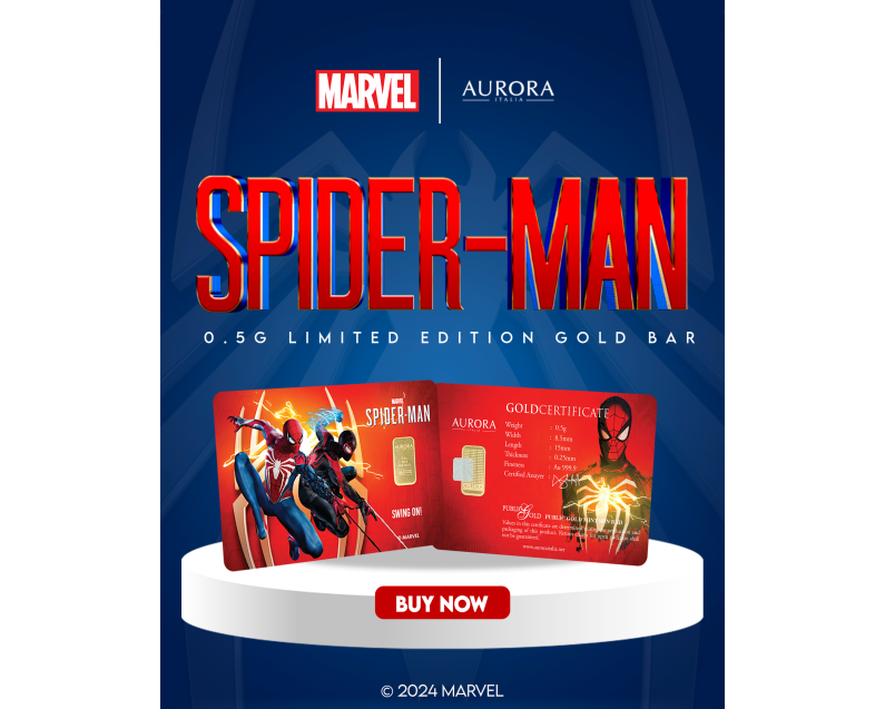 MARVEL x AURORA ITALIA (0.5g) 999.9 Spider-man Limited Edition Gold Bar MARVEL x AURORA ITALIA (0.5g) 999.9 Spider-man Limited Edition Gold Bar