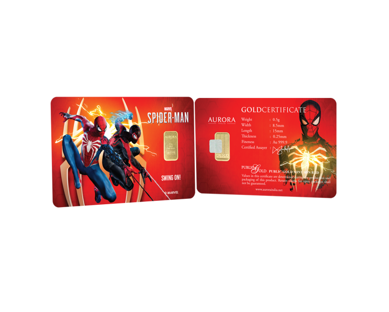 MARVEL x AURORA ITALIA (0.5g) 999.9 Spider-man Limited Edition Gold Bar MARVEL x AURORA ITALIA (0.5g) 999.9 Spider-man Limited Edition Gold Bar