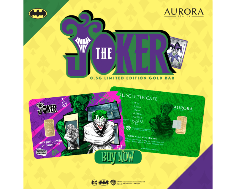 DC x AURORA ITALIA (0.5g) 999.9 The Joker Limited Edition Gold Bar DC x AURORA ITALIA (0.5g) 999.9 The Joker Limited Edition Gold Bar