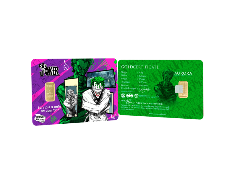 DC x AURORA ITALIA (0.5g) 999.9 The Joker Limited Edition Gold Bar DC x AURORA ITALIA (0.5g) 999.9 The Joker Limited Edition Gold Bar