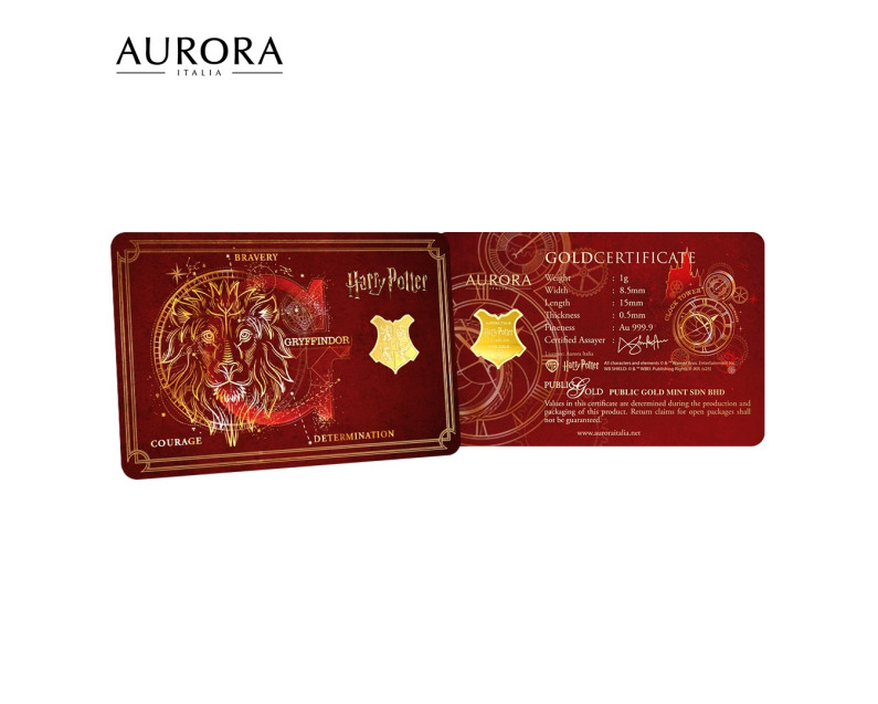 [SET] WARNER BROS x AURORA ITALIA (1g) 999.9 Harry Potter Hogwarts Houses Limited Edition Gold Bar