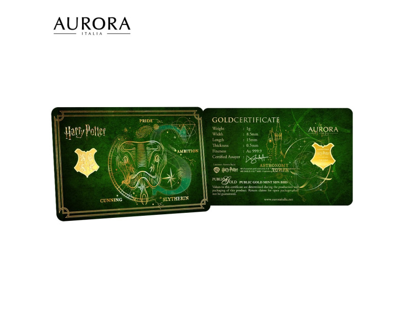[SET] WARNER BROS x AURORA ITALIA (1g) 999.9 Harry Potter Hogwarts Houses Limited Edition Gold Bar