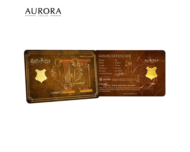[SET] WARNER BROS x AURORA ITALIA (1g) 999.9 Harry Potter Hogwarts Houses Limited Edition Gold Bar