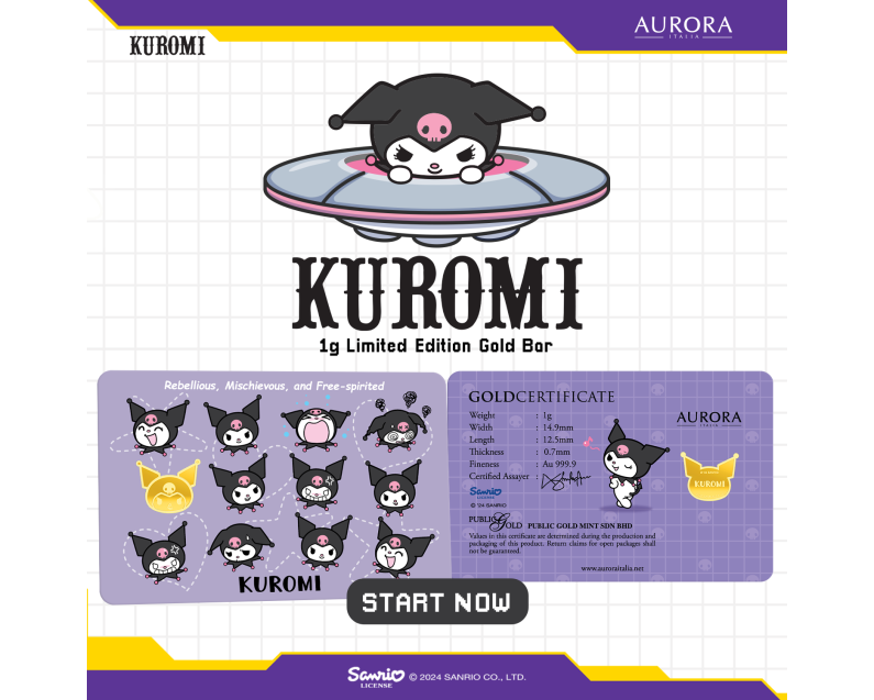 SANRIO x AURORA ITALIA (1g) 999.9 Kuromi Limited Edition Gold Bar SANRIO x AURORA ITALIA (1g) 999.9 Kuromi Limited Edition Gold Bar