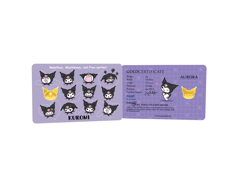 SANRIO x AURORA ITALIA (1g) 999.9 Kuromi Limited Edition Gold Bar SANRIO x AURORA ITALIA (1g) 999.9 Kuromi Limited Edition Gold Bar