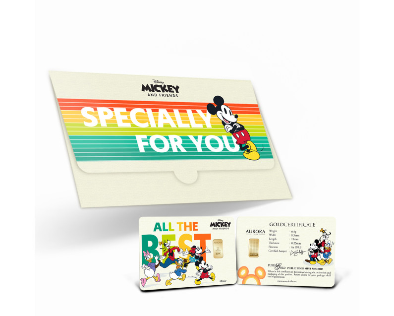 DISNEY x AURORA ITALIA (0.5g) 999.9 Mickey Edition All The Best Limited Edition Gold Bar