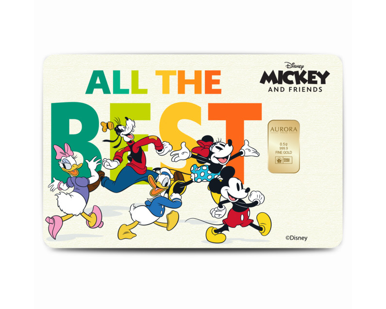 DISNEY x AURORA ITALIA (0.5g) 999.9 Mickey Edition All The Best Limited Edition Gold Bar