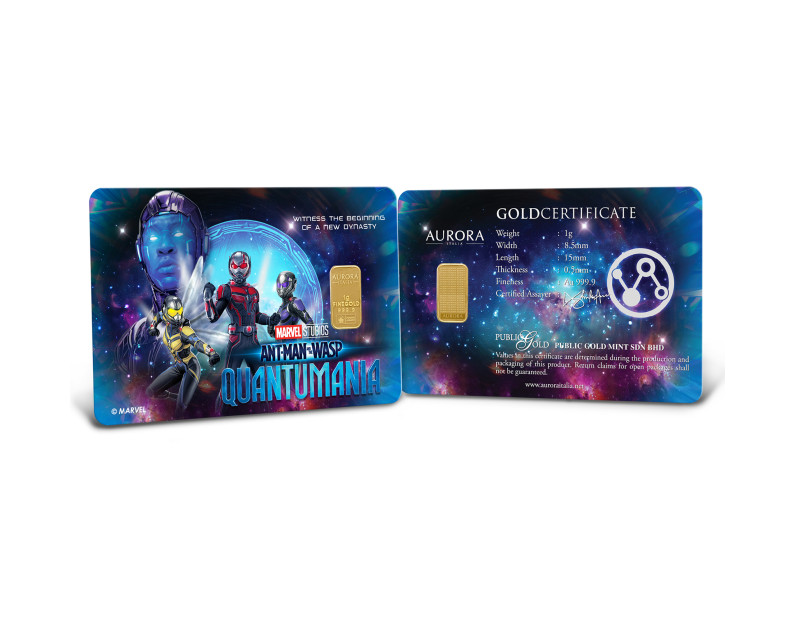 MARVEL x AURORA ITALIA (1g) 999.9 Marvel Ant-Man and the Wasp: Quantumania Limited Edition Gold Bar MARVEL x AURORA ITALIA (1g) 999.9 Marvel Ant-Man and the Wasp: Quantumania Limited Edition Gold Bar