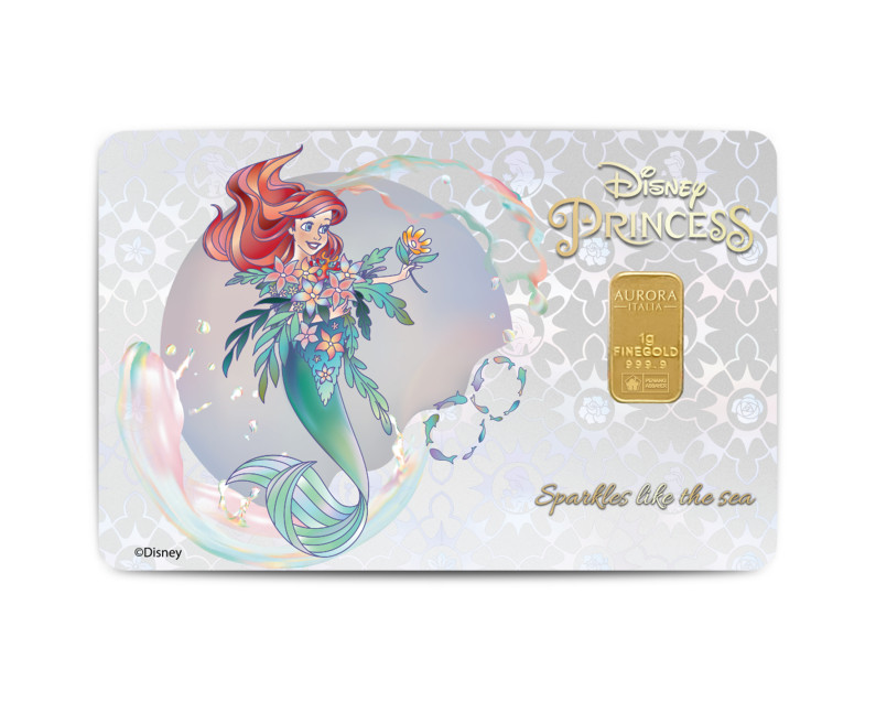 DISNEY x AURORA ITALIA (1g) 999.9 Princess Collection - Ariel 2 Limited Edition Gold Bar