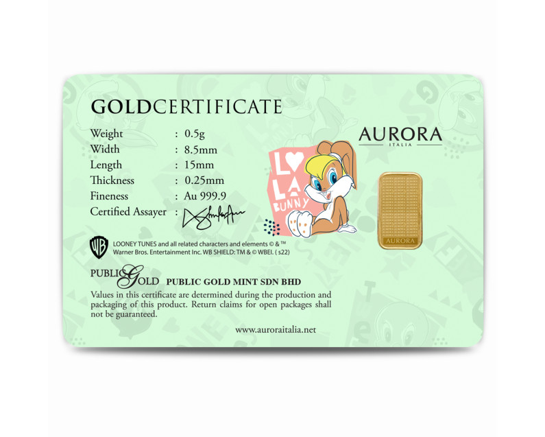 WARNER BROS x AURORA ITALIA (0.5g) 999.9 Baby Looney Tunes: Baby Love Limited Edition Gold Ba