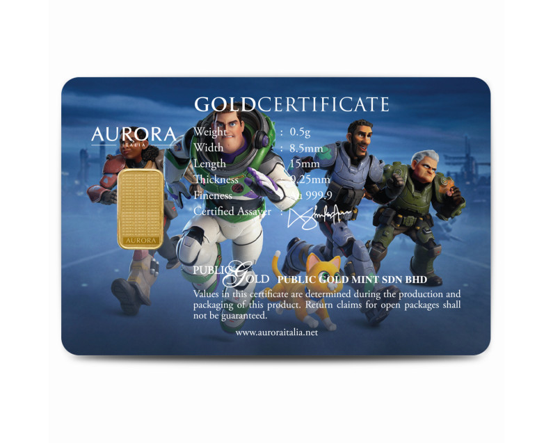 DISNEY x AURORA ITALIA (0.5g) 999.9 Light Year Limited Edition Gold Bar DISNEY x AURORA ITALIA (0.5g) 999.9 Light Year Limited Edition Gold Bar