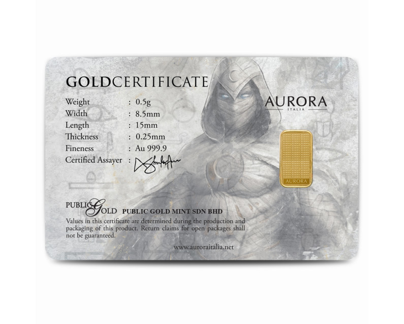 MARVEL x AURORA ITALIA (0.5g) 999.9 Moon Knight Limited Edition Gold Bar MARVEL x AURORA ITALIA (0.5g) 999.9 Moon Knight Limited Edition Gold Bar