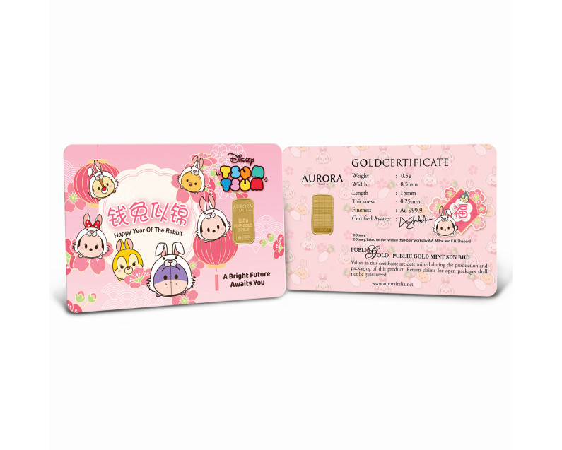 DISNEY x AURORA ITALIA (0.5g) 999.9 Tsum Tsum: Happy Year of Rabbit Limited Edition Gold Bar