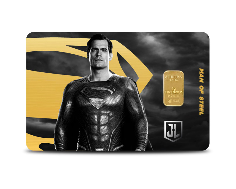 DC x AURORA ITALIA (1g) 999.9 Zack Snyder's Justice League Collection - Superman, Aquaman & Batman Limited Edition Gold Bar