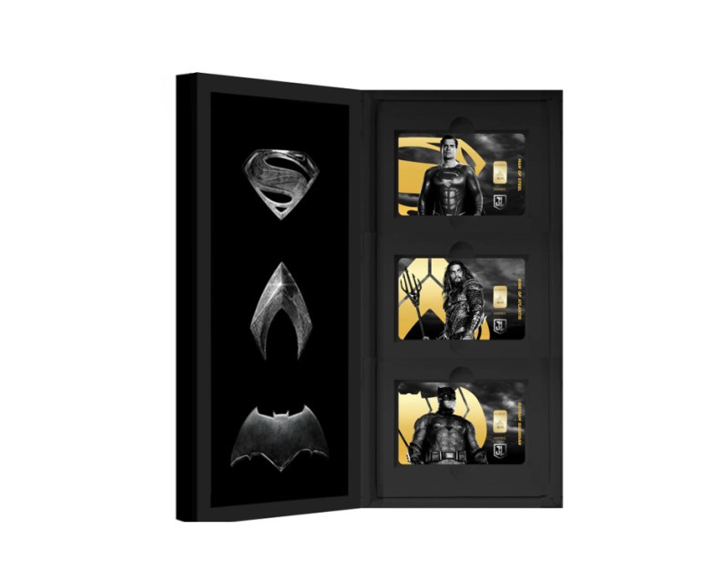 DC x AURORA ITALIA (1g) 999.9 Zack Snyder's Justice League Collection - Superman, Aquaman & Batman Limited Edition Gold Bar