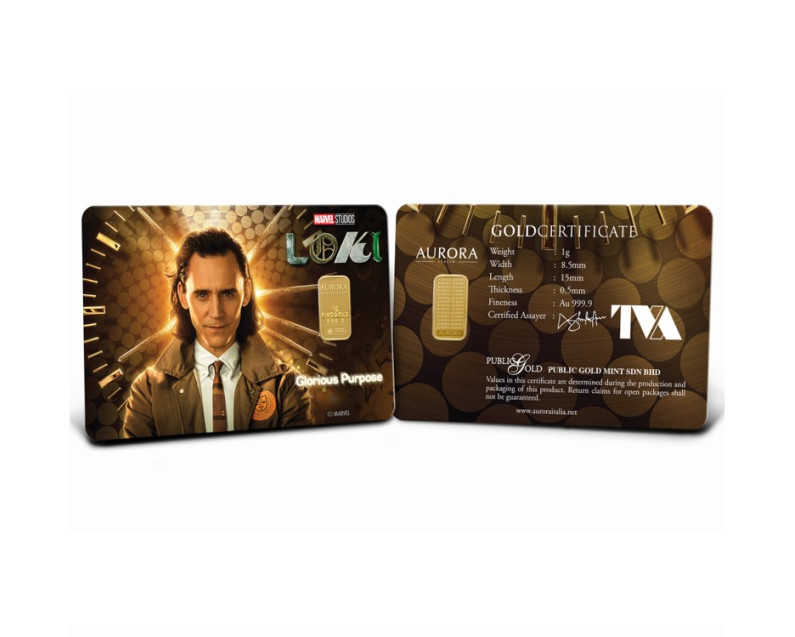 MARVEL x AURORA ITALIA (1g) 999.9 Loki Collection: Loki & Sylvie Limited Edition Gold Bar