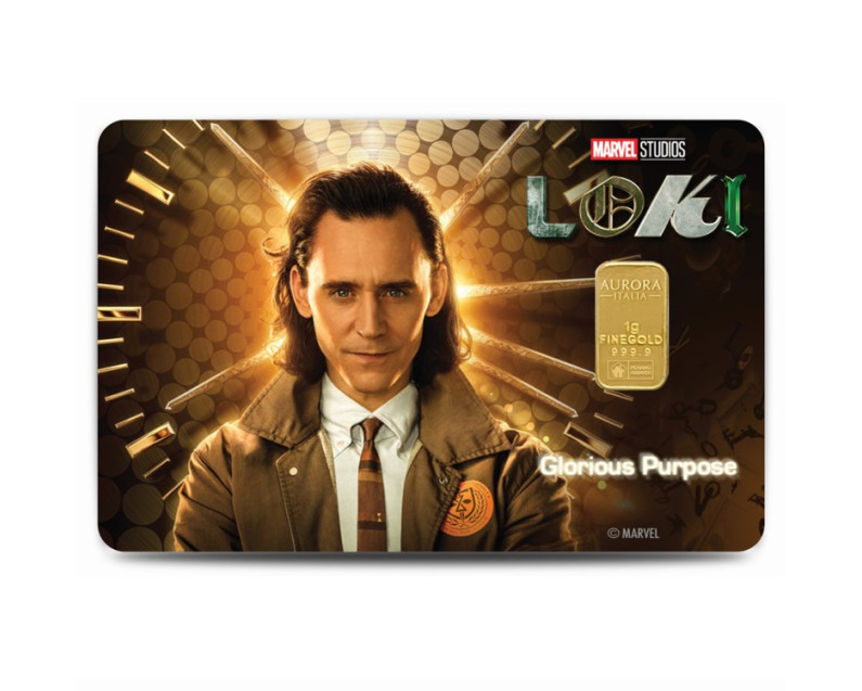 MARVEL x AURORA ITALIA (1g) 999.9 Loki Collection: Loki & Sylvie Limited Edition Gold Bar
