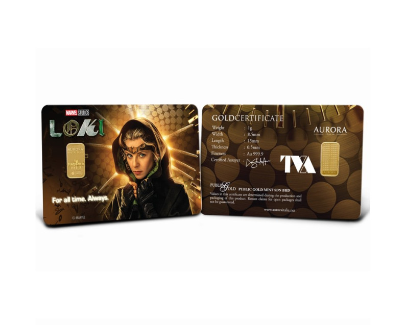 MARVEL x AURORA ITALIA (1g) 999.9 Loki Collection: Loki & Sylvie Limited Edition Gold Bar