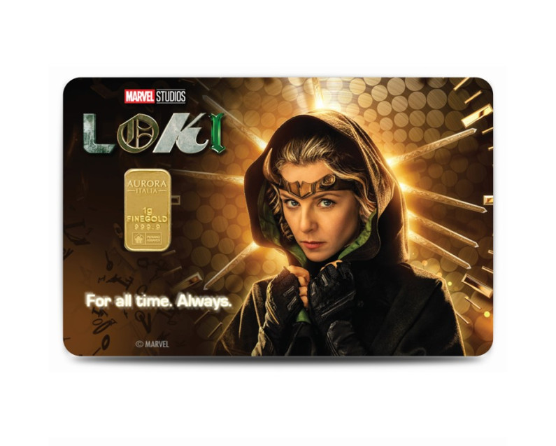 MARVEL x AURORA ITALIA (1g) 999.9 Loki Collection: Loki & Sylvie Limited Edition Gold Bar