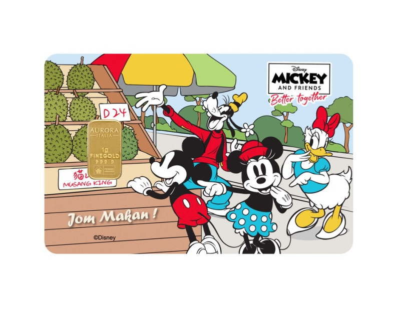 DISNEY x AURORA ITALIA (1g) 999.9 Mickey and Friends Better Together Limited Edition Gold Bar
