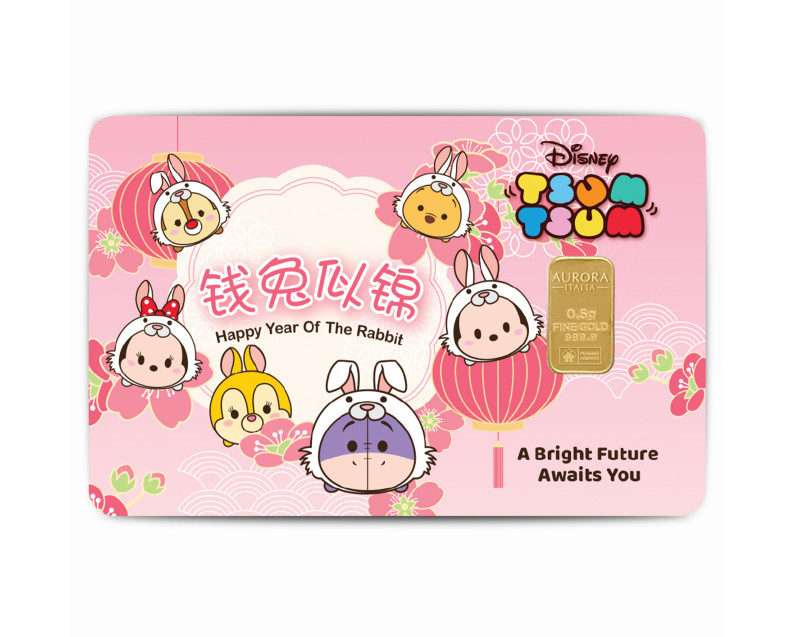DISNEY x AURORA ITALIA (0.5g) 999.9 Tsum Tsum: Happy Year of Rabbit Limited Edition Gold Bar