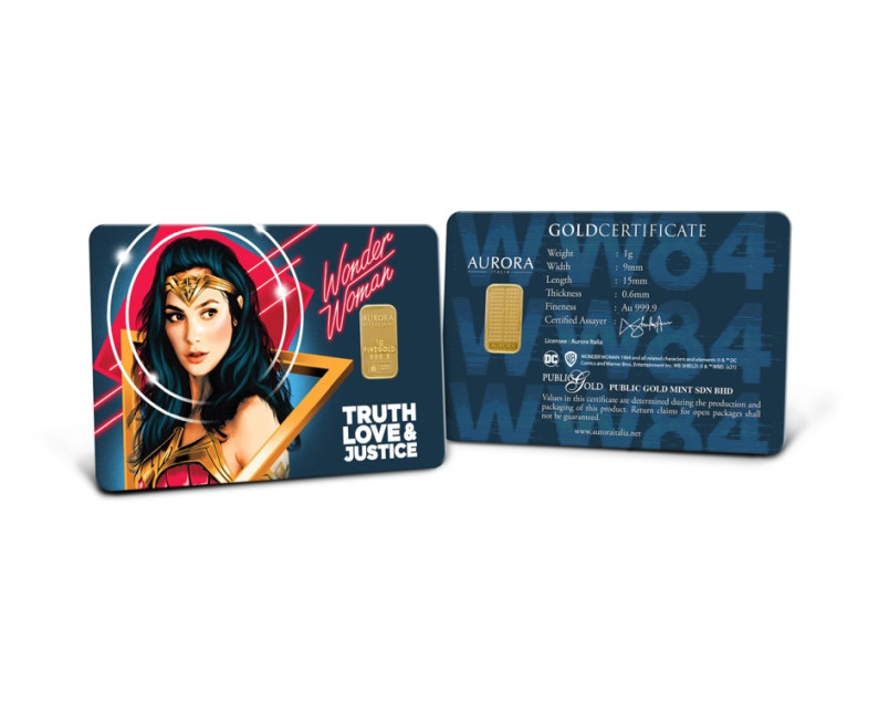 WARNER BROS x AURORA ITALIA (1g) 999.9 Wonder Woman 1984 Limited Edition Gold Bar