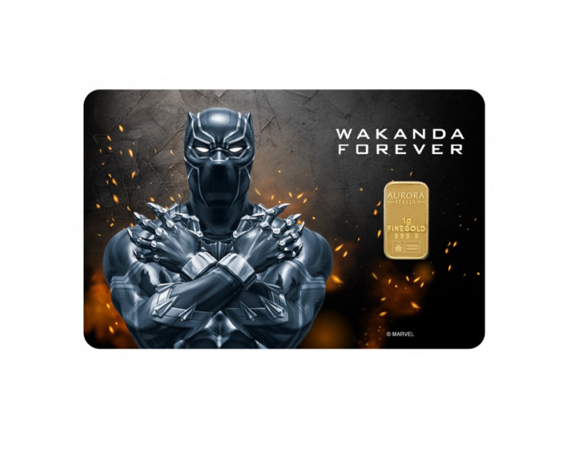 MARVEL x AURORA ITALIA (1g) 999.9 Black Panther: Wakanda Forever Limited Edition Gold Bar