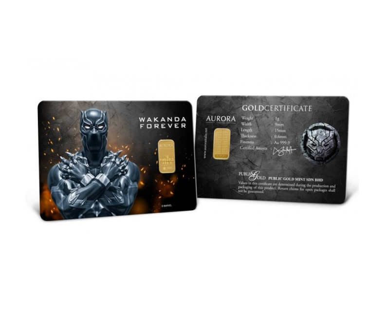 MARVEL x AURORA ITALIA (1g) 999.9 Black Panther: Wakanda Forever Limited Edition Gold Bar