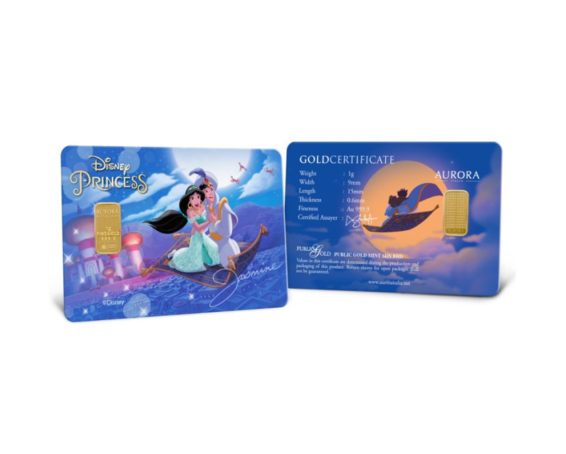 DISNEY x AURORA ITALIA (1g) 999.9 Disney Princess Collection - Jasmine Limited Edition Gold Bar
