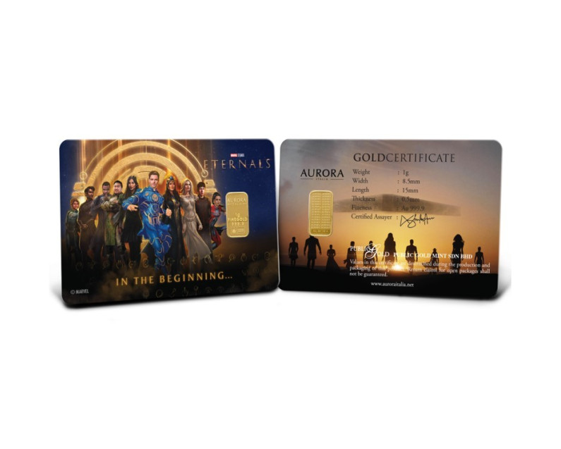 MARVEL x AURORA ITALIA (1g) 999.9 Eternals Limited Edition Gold Bar