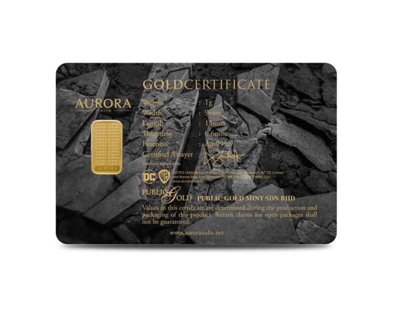 DC x AURORA ITALIA (1g) 999.9 Zack Snyder's Justice League Collection - Batman Limited Edition Gold Bar