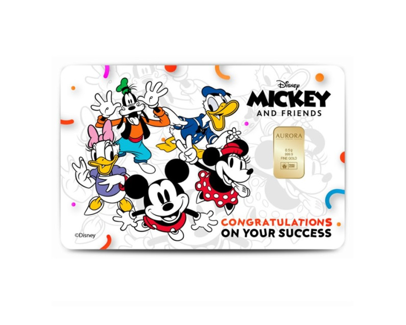 DISNEY x AURORA ITALIA (0.5g) 999.9 Mickey Edition Congratulations on Your Success Limited Edition Gold Bar