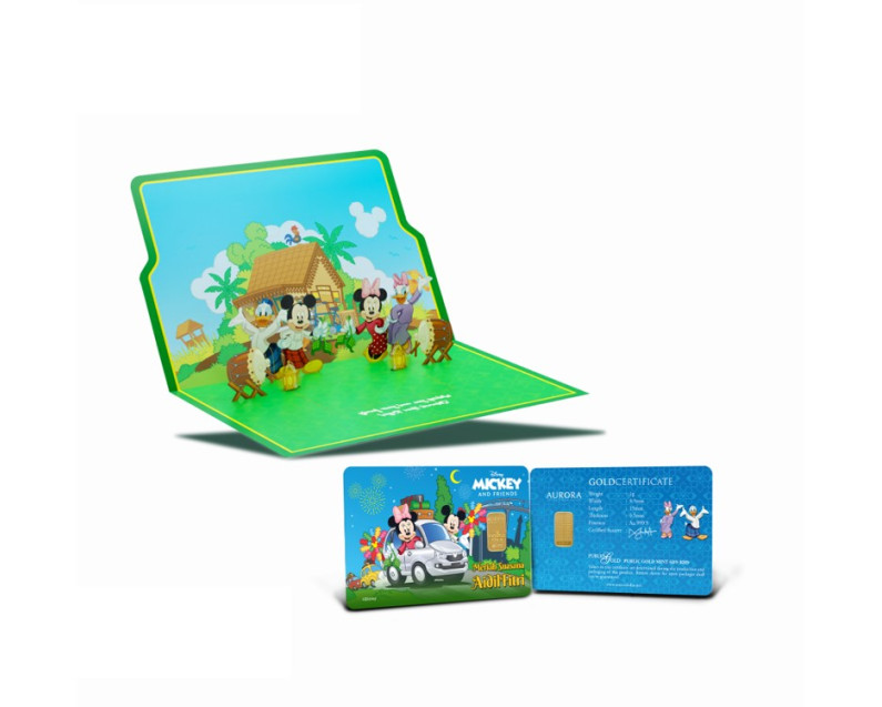 DISNEY x AURORA ITALIA (1g) 999.9 Mickey Meriah Suasana Aidilfitri - Blue Limited Edition Gold Bar