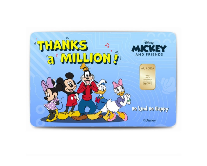 DISNEY x AURORA ITALIA (0.5g) 999.9 Mickey Edition Thanks A Million Limited Edition Gold Bar