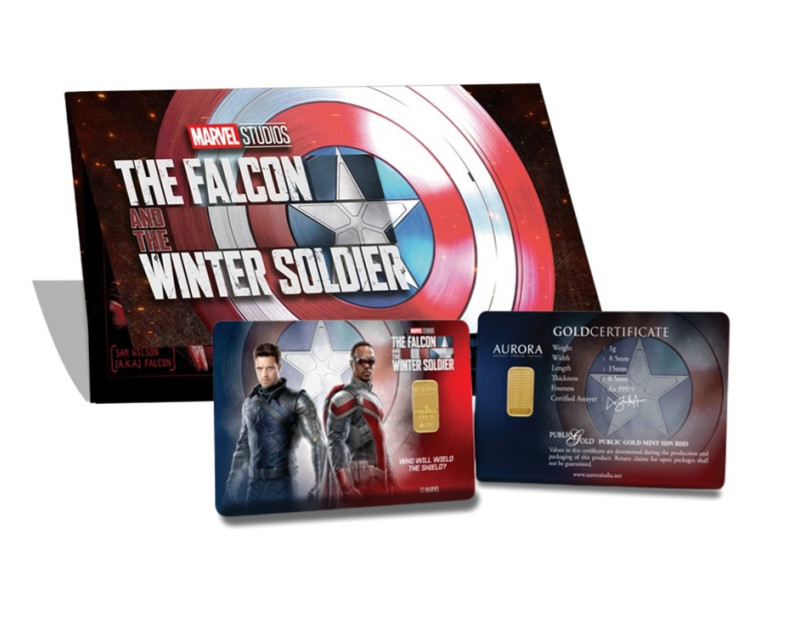 MARVEL x AURORA ITALIA (1g) 999.9 Marvel Collection - The Falcon and The Winter Soldier Gold Bar
