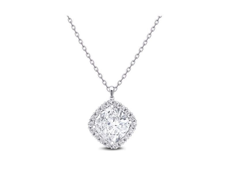 AUROSES Square Halo Pendant Sterling Silver