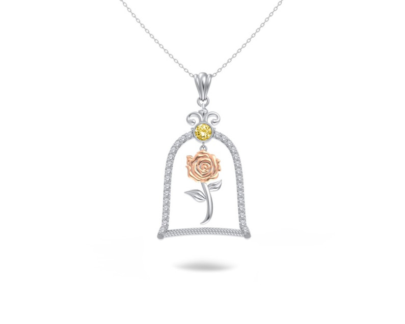 DISNEY x AURORA ITALIA Beauty & The Beast Enchanted Rose Necklace