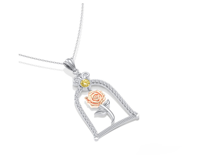 DISNEY x AURORA ITALIA Beauty & The Beast Enchanted Rose Necklace