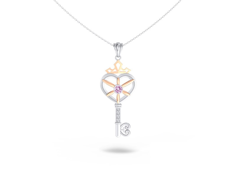 DISNEY x AURORA ITALIA Princess Aurora Enchant Heart Key Pendant