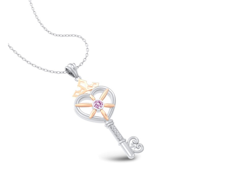 DISNEY x AURORA ITALIA Princess Aurora Enchant Heart Key Pendant