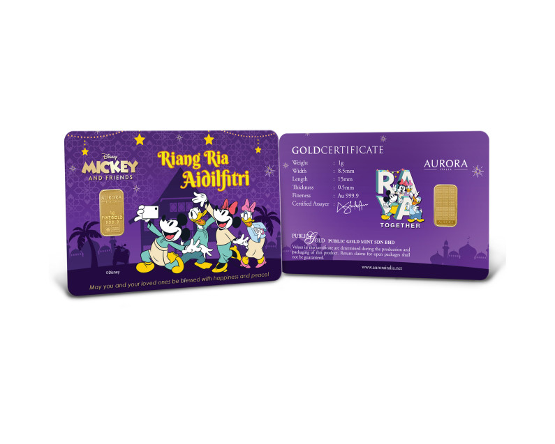 DISNEY x AURORA ITALIA 1g  999.9 Mickey & Friends: Riang Ria Aidilfitri Limited Edition Gold Bar DISNEY x AURORA ITALIA 1g  999.9 Mickey & Friends: Riang Ria Aidilfitri Limited Edition Gold Bar