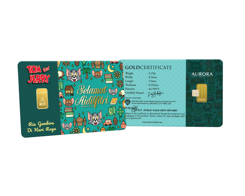 WARNER BROS X AURORA ITALIA (0.25g) Tom & Jerry Selamat Aidilfitri Limited Edition Gold Bar