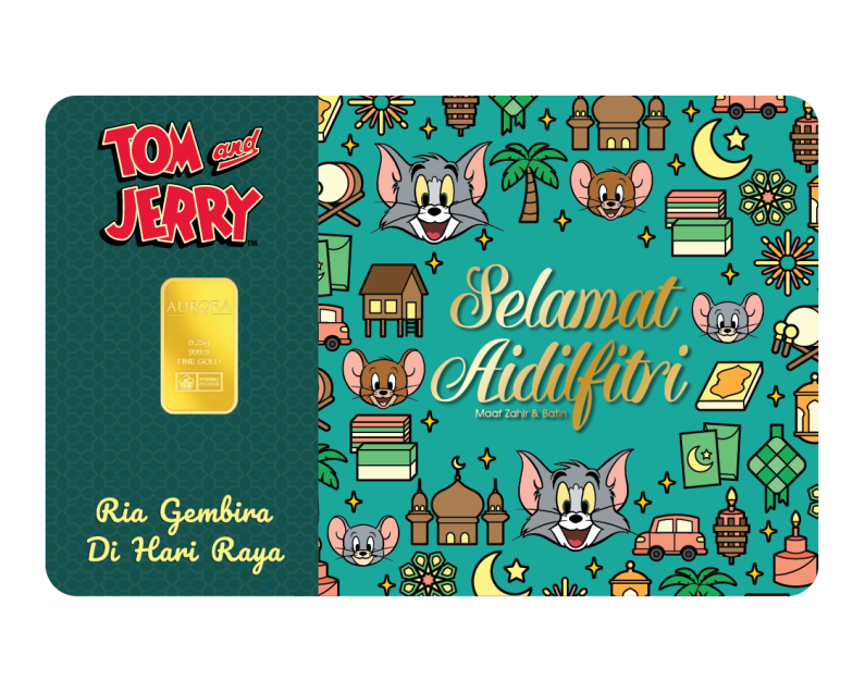 WARNER BROS X AURORA ITALIA (0.25g) Tom & Jerry Selamat Aidilfitri Limited Edition Gold Bar