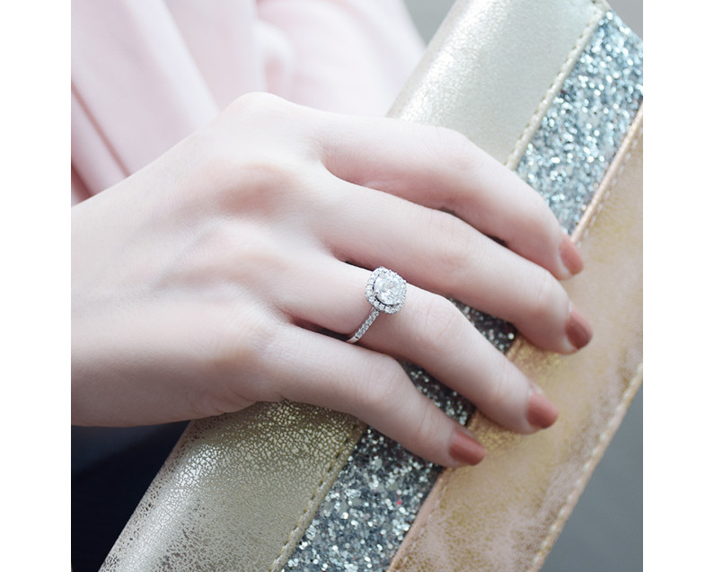 AUROSES Halo Cathedral Ring Sterling Silver